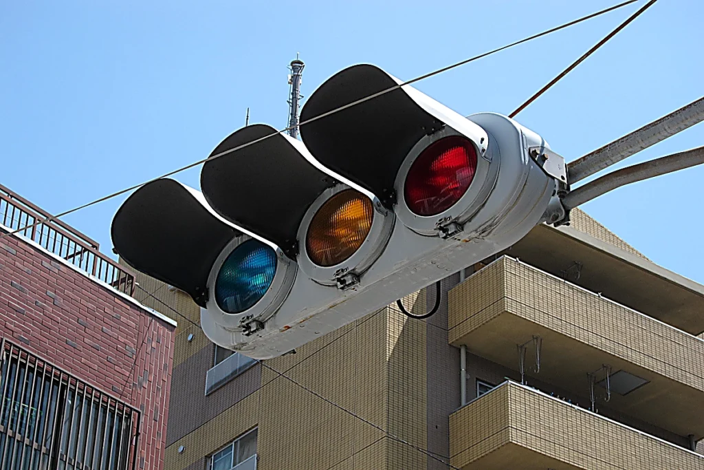Blue traffic light in Japan