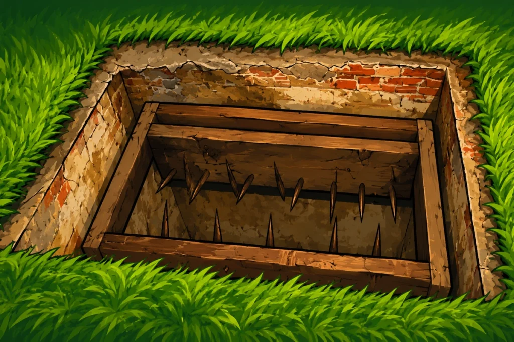 Rectangular spike trap used during US-Vietnam war