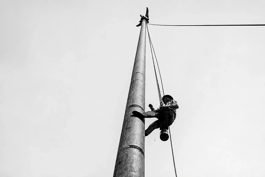 flagpole climbing man