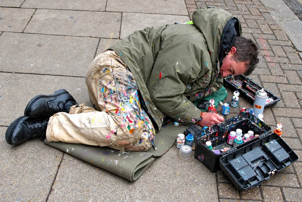 Ben Wilson painting at Muswell Hill Broadway